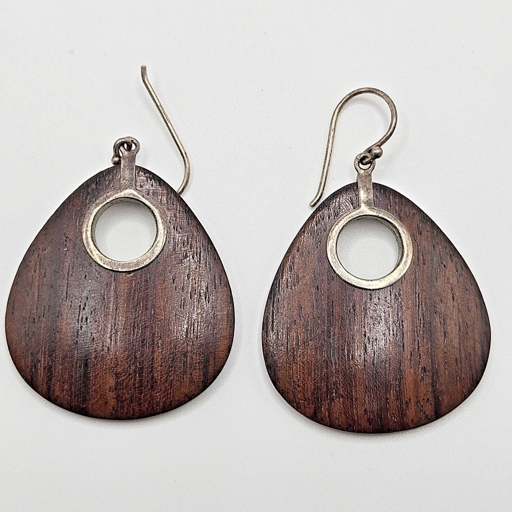 Silpada Sterling Silver Wood Earrings Dangle Drop Boho Earthy